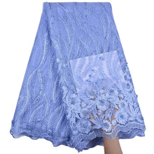 Carica l&#39;immagine nel visualizzatore di Gallery, Floral Embroidered Beaded Tulle Lace 13001-Sky Blue
