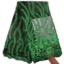 Carica l&#39;immagine nel visualizzatore di Gallery, Floral Embroidered Beaded Tulle Lace 13008-Emerald
