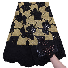 Charger l&#39;image dans la galerie, Eyelet Embroidery Swiss Voile Fabric 17886-black-golden
