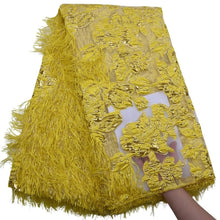 Cargar imagen en el visor de la galería, Fluff Metal Wire Embroidered 3D Lace 17892-Pure Yellow 
