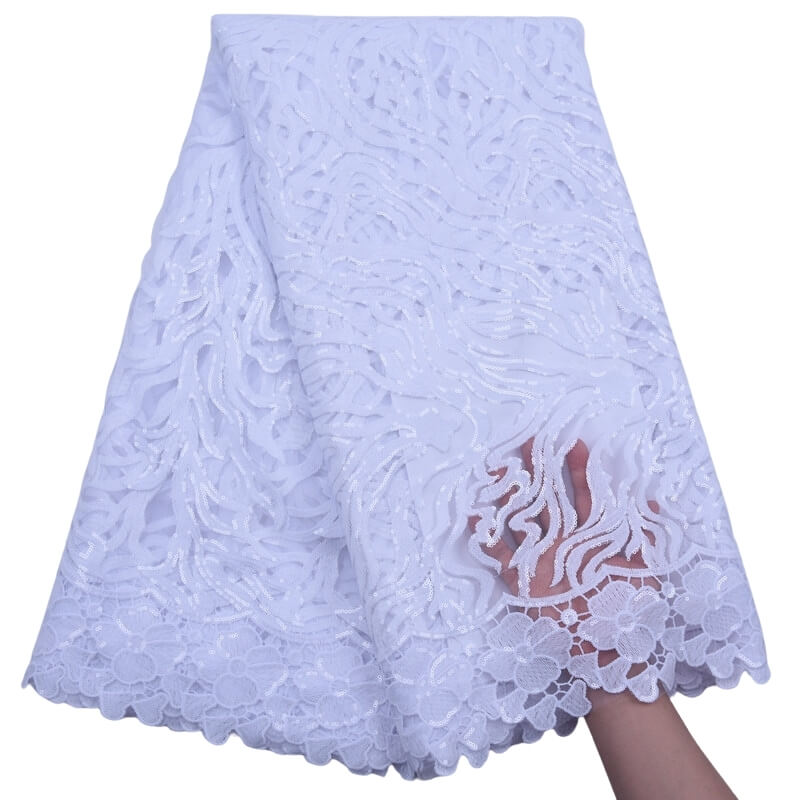 Sequins on Tulle Lace Fabric 18161-white