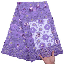 Load image into Gallery viewer, Lilac Sequin Lace Fabric
