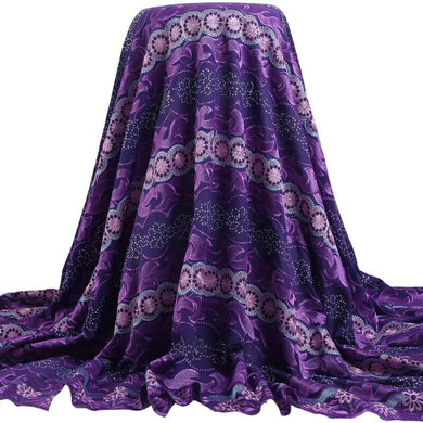 Dark Purple Embroidery Swiss Voile Cotton Fabric